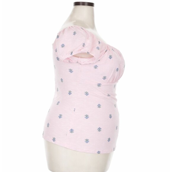 Torrid Super Soft Slub Babydoll Top 2X Pink Ditsy Floral Scoop Neck Stretch NWT - Picture 6 of 13